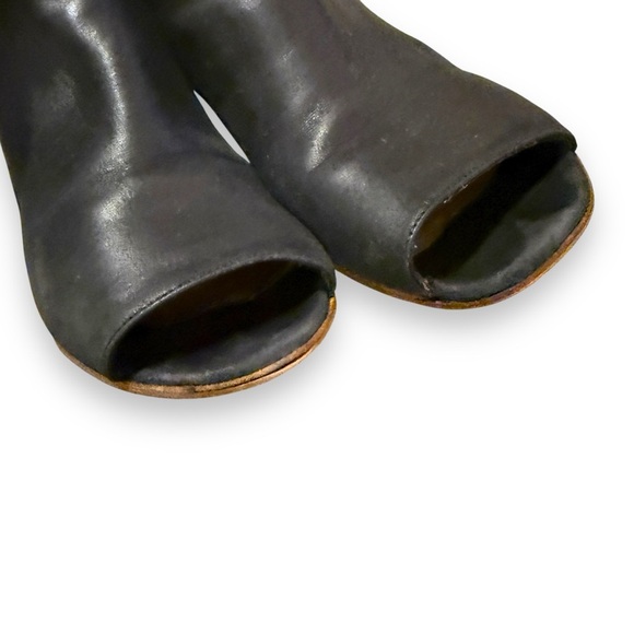 Maison Martin Margiela Black Leather Open Toe Side Zip Heeled Booties Sz 37.5 EU - Picture 5 of 12